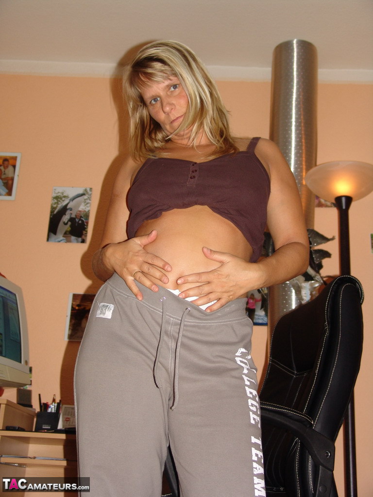 Chubby blonde gets naked before a POV handjob and riding an uncut cock Chubby blonde gets naked before a POV handjob and riding an uncut cock